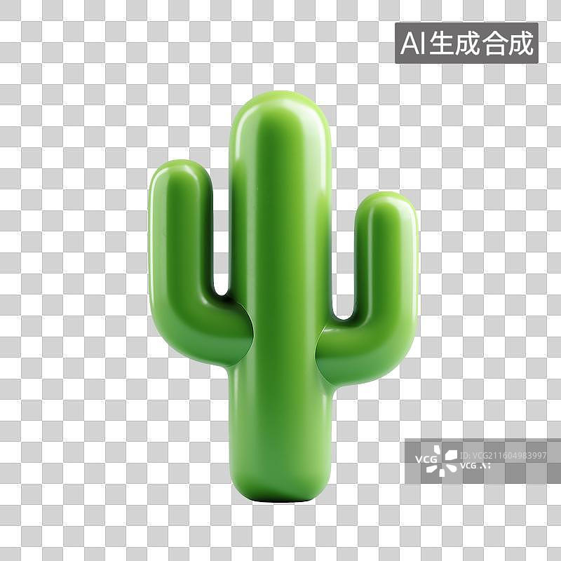 【AI数字艺术】几何仙人掌3D图标图片素材