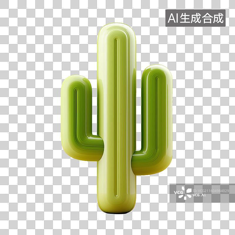 【AI数字艺术】几何仙人掌3D图标图片素材