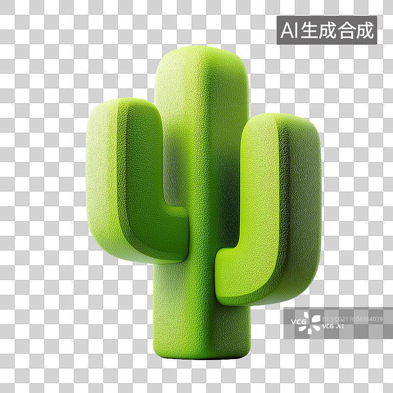 【AI数字艺术】几何仙人掌3D图标图片素材