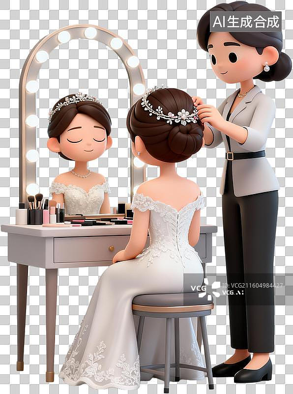 【AI数字艺术】3D卡通立体插画西式风格西式婚礼结婚定亲插画元素图片素材