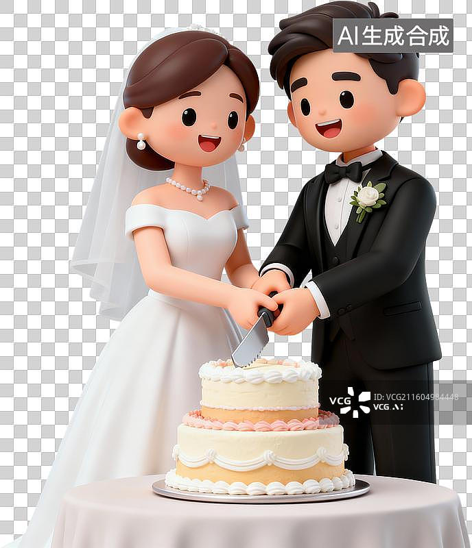 【AI数字艺术】3D卡通立体插画西式风格西式婚礼结婚定亲插画元素图片素材