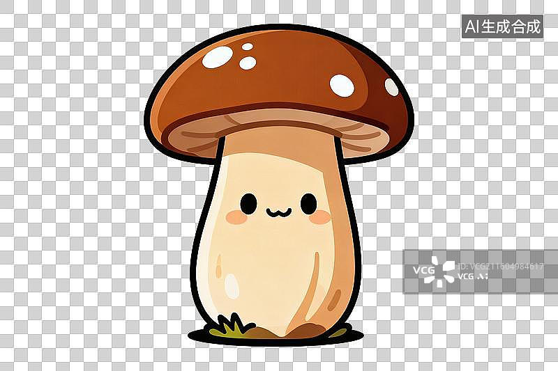 【AI数字艺术】卡通风格，可爱的牛肝菌PNG格式的免扣元素图片素材