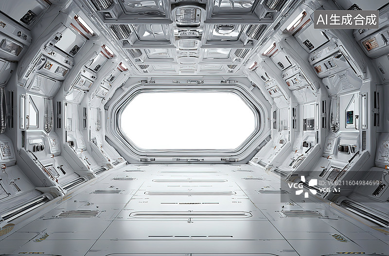 【AI数字艺术】太空舱内部结构全景图片素材
