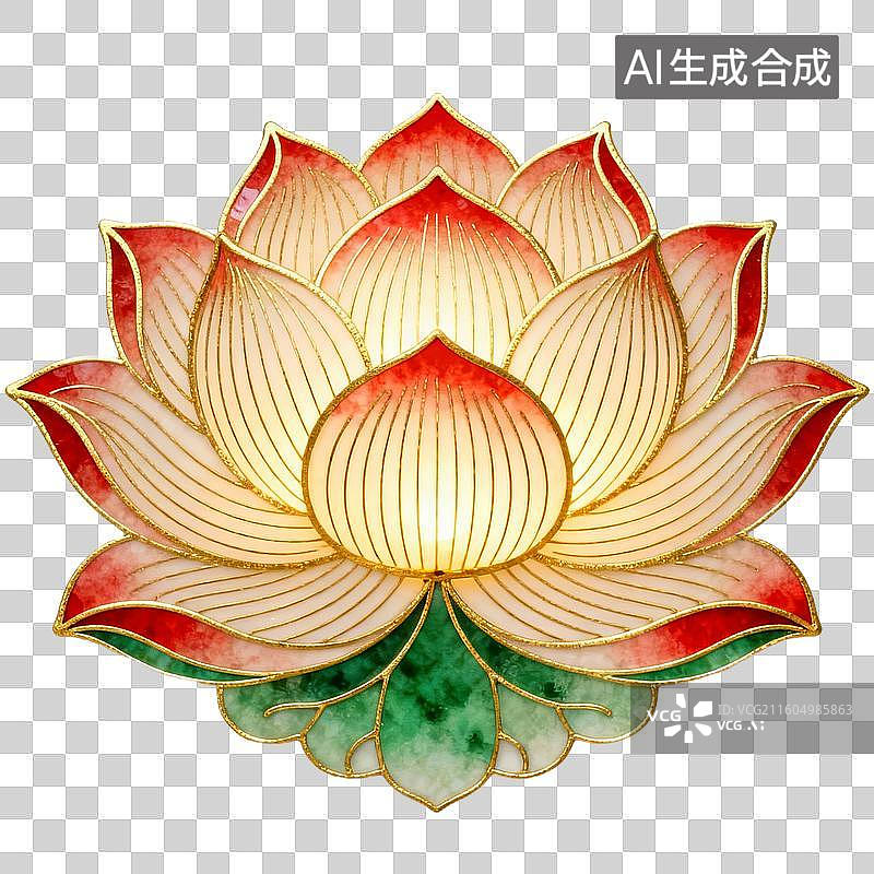 【AI数字艺术】新中式中国年俗元素莲花灯图片素材