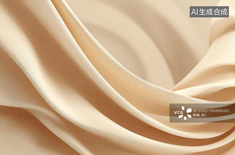 【AI数字艺术】米色丝质布料的柔美褶皱图片素材