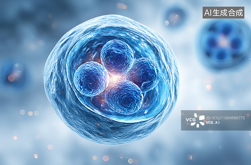 【AI数字艺术】细胞分裂的微观景象图片素材