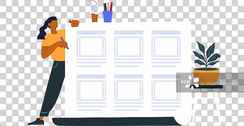 女性工作的故事板概念图片素材