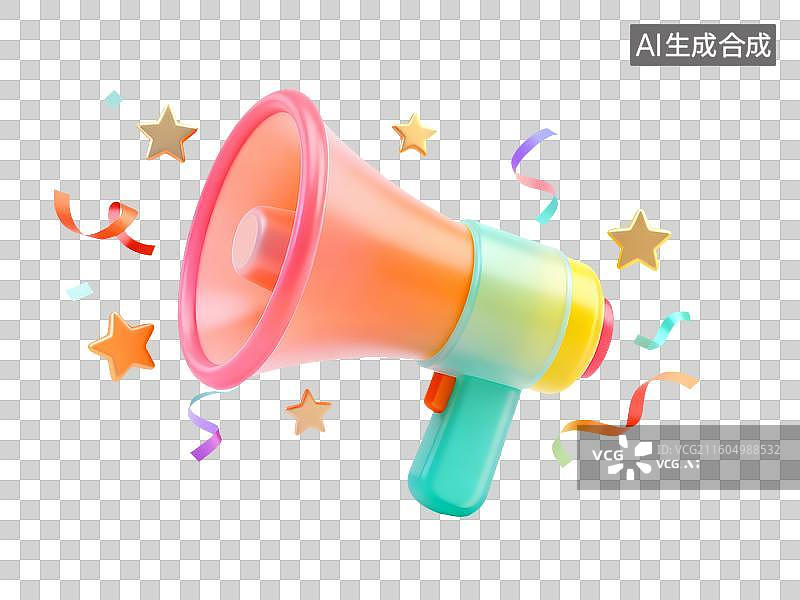 【AI数字艺术】3D轻拟物电商促销元素喇叭图片素材