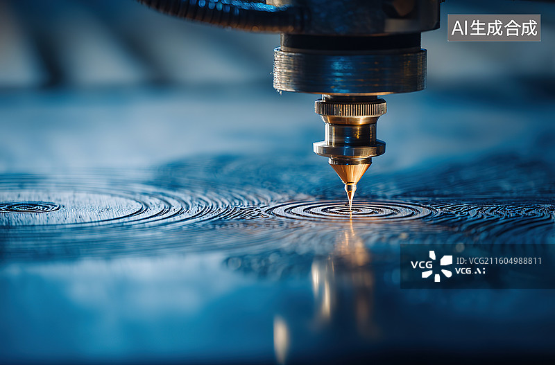 【AI数字艺术】数控钻头加工金属表面图片素材