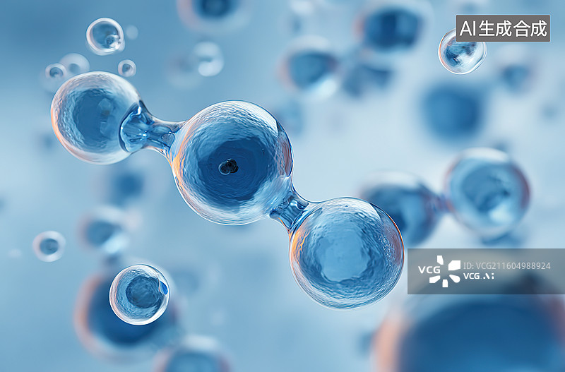 【AI数字艺术】水分子结构三维可视化图片素材
