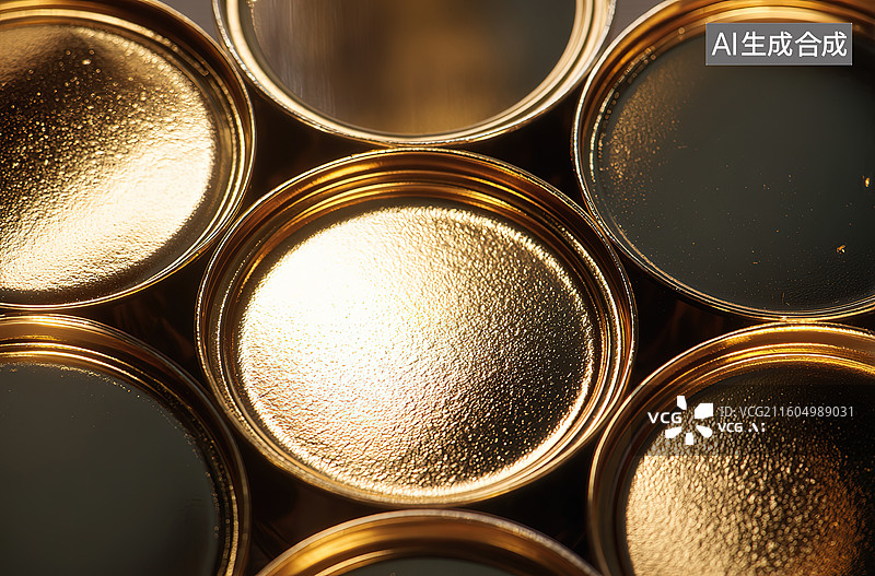 【AI数字艺术】金色罐头盖的特写图片素材