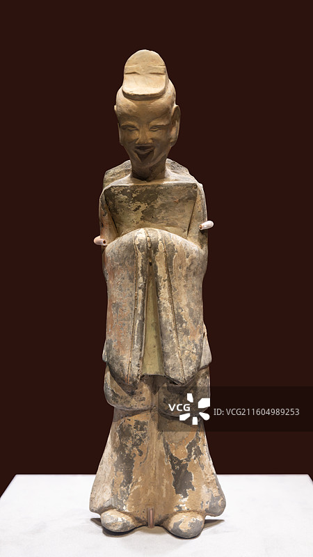 中国美术馆-墨韵文脉-甘肃丝路艺术珍品展-男立俑-北朝-敦煌研究院藏图片素材