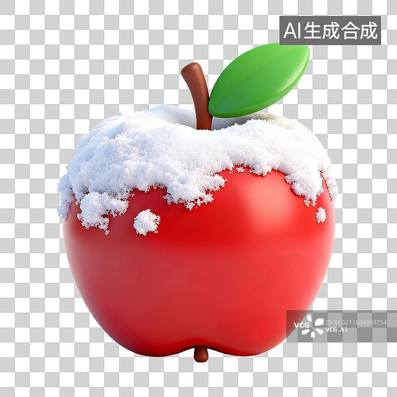 【AI数字艺术】被雪覆盖的红色苹果图片素材