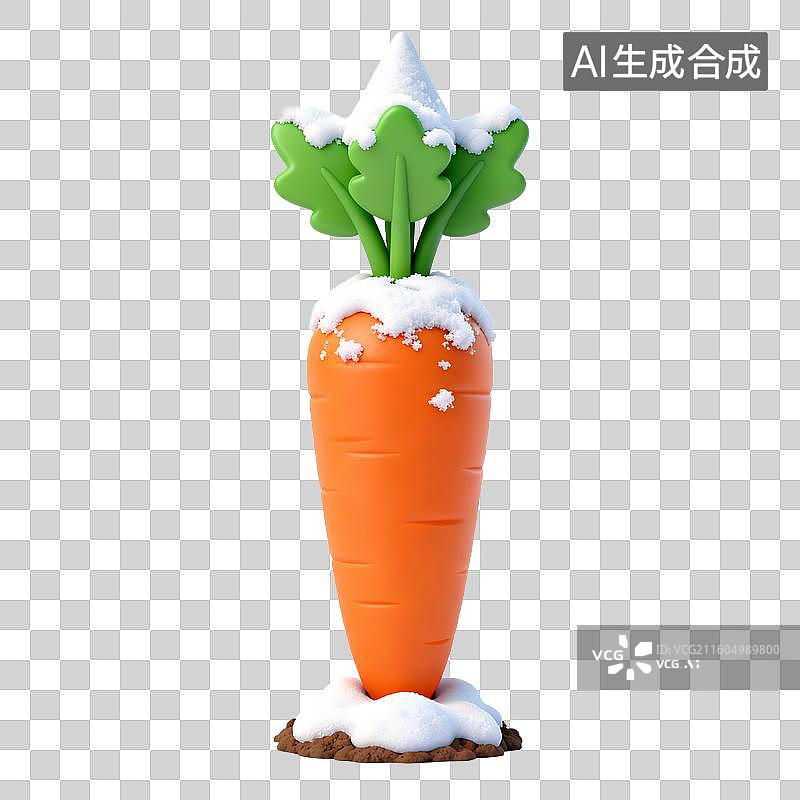 【AI数字艺术】被雪覆盖的可爱胡萝卜图片素材