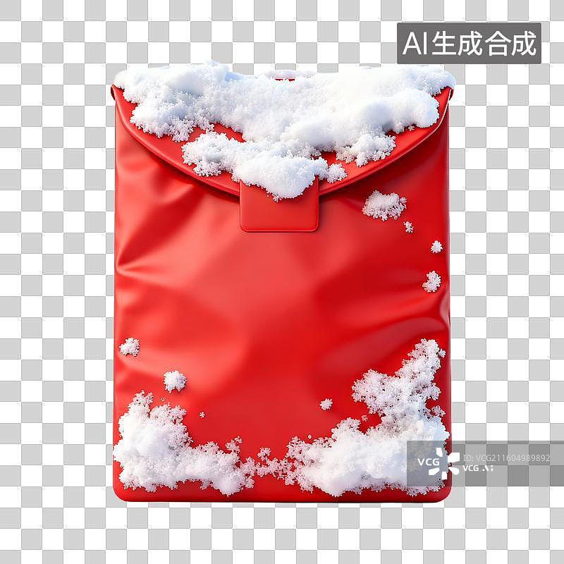 【AI数字艺术】被雪覆盖的红色袋子图片素材