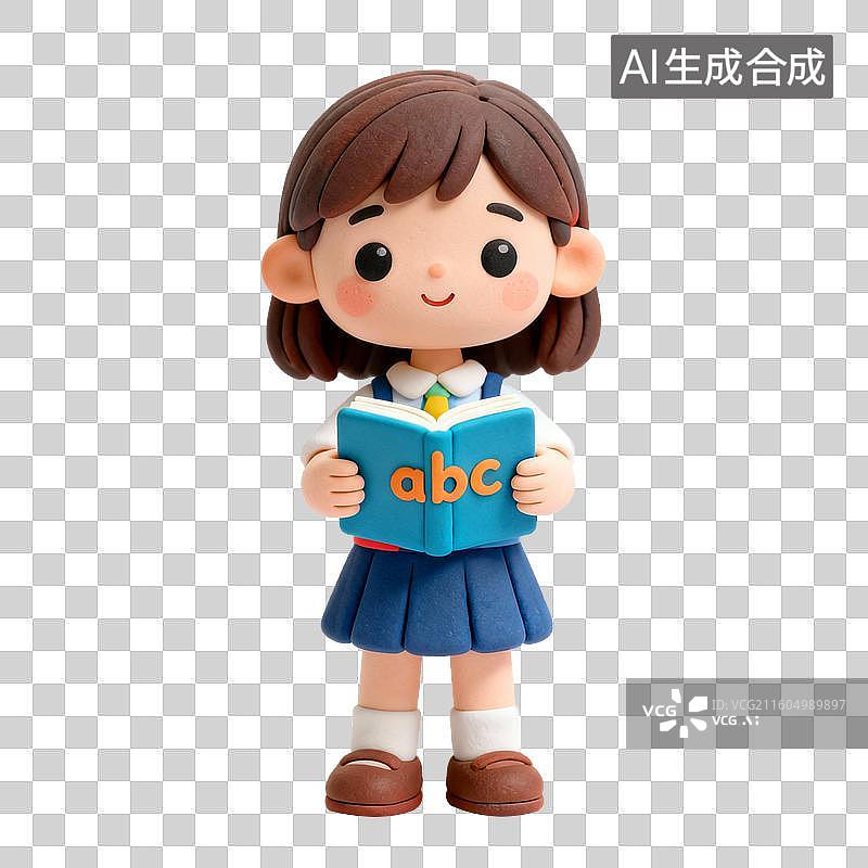 【AI数字艺术】可爱的孩子阅读书籍图片素材