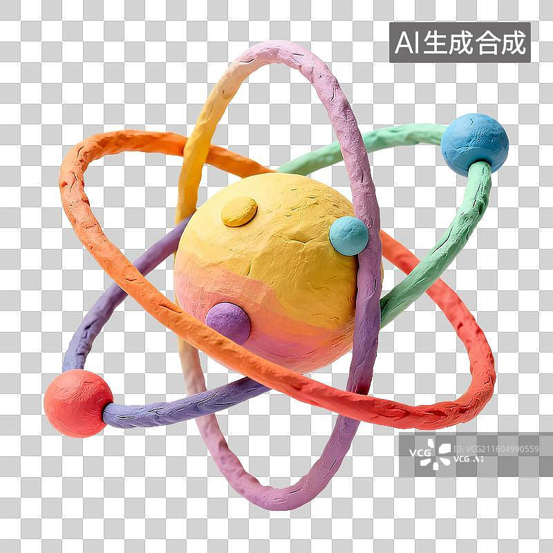 【AI数字艺术】彩色原子结构模型图片素材