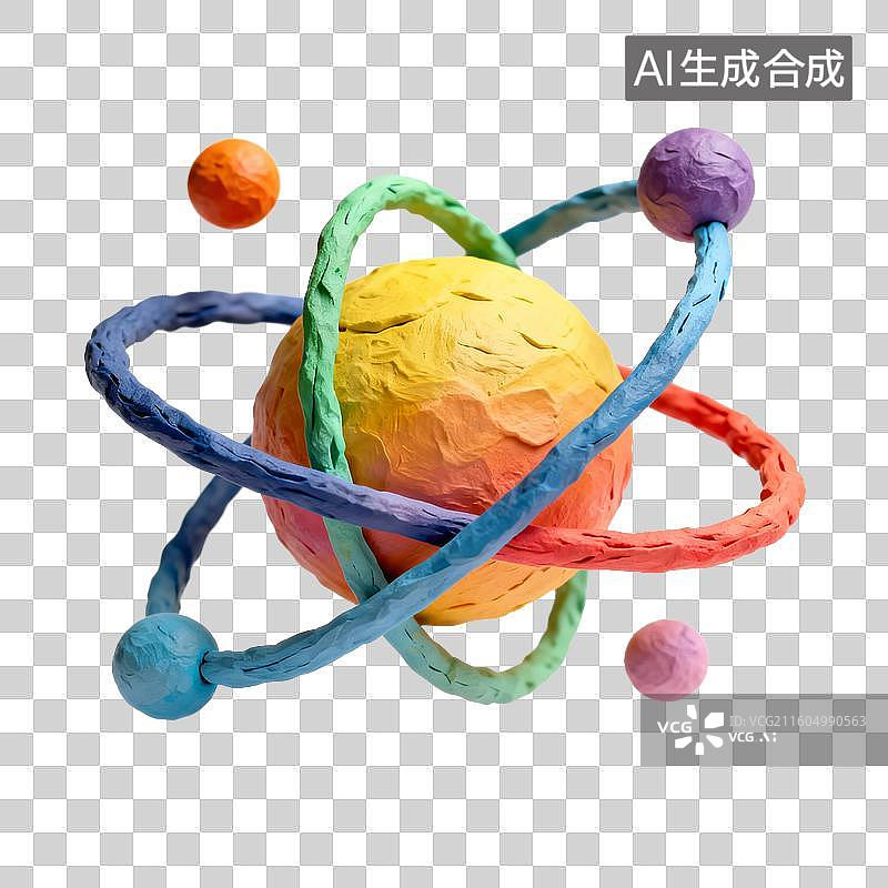 【AI数字艺术】彩色原子结构模型图片素材