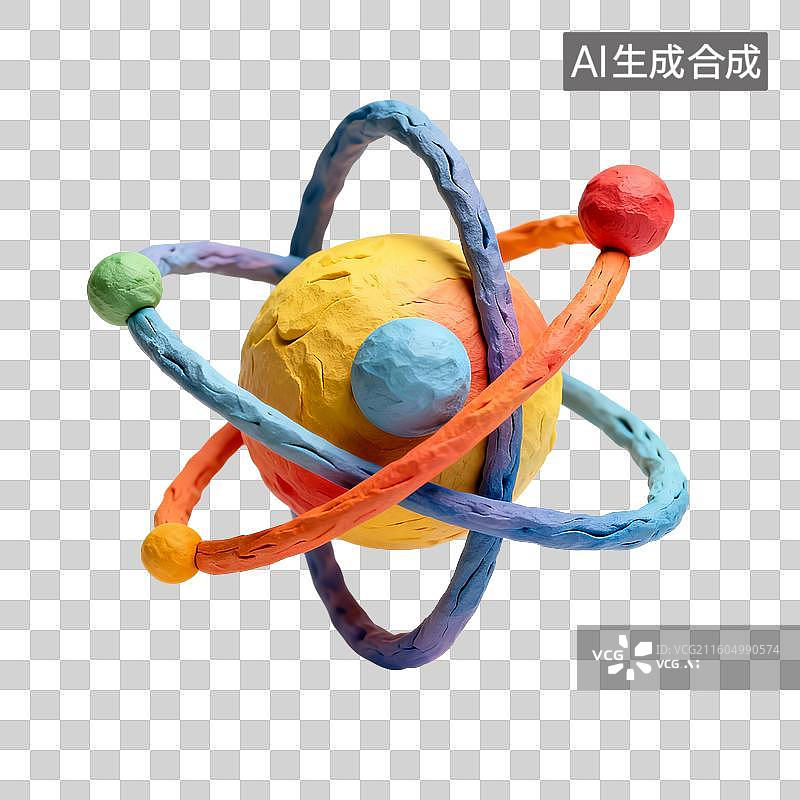 【AI数字艺术】彩色原子结构模型图片素材