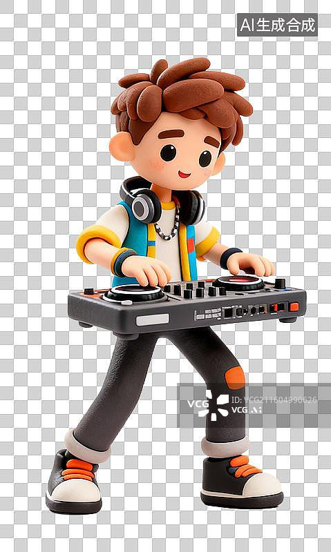 【AI数字艺术】年轻男性DJ演奏音乐图片素材