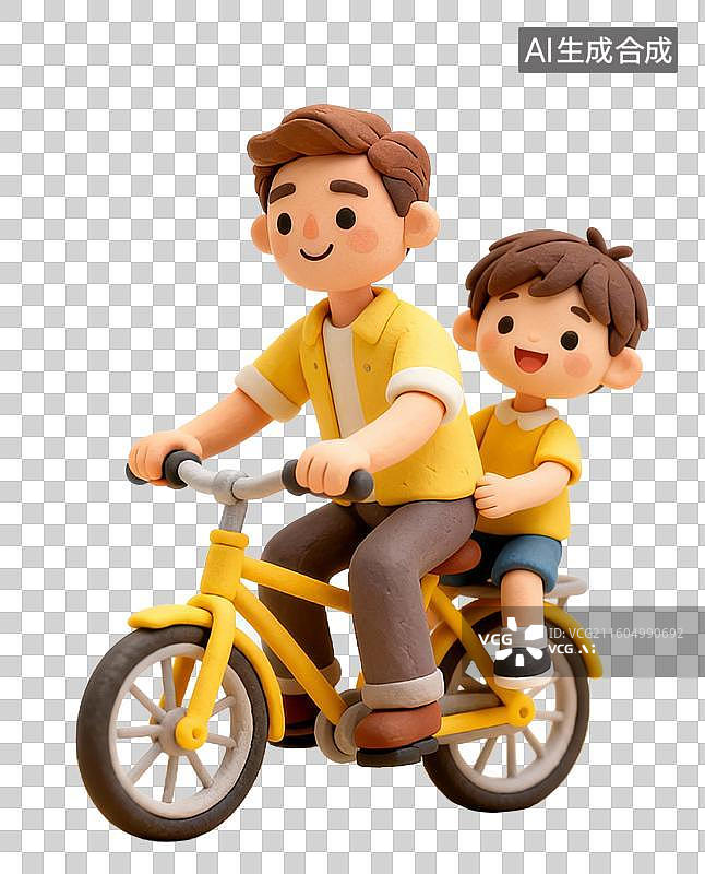 【AI数字艺术】父子一起快乐骑自行车图片素材