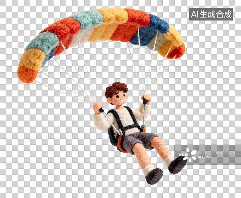 【AI数字艺术】彩色降落伞下的跳伞人物图片素材