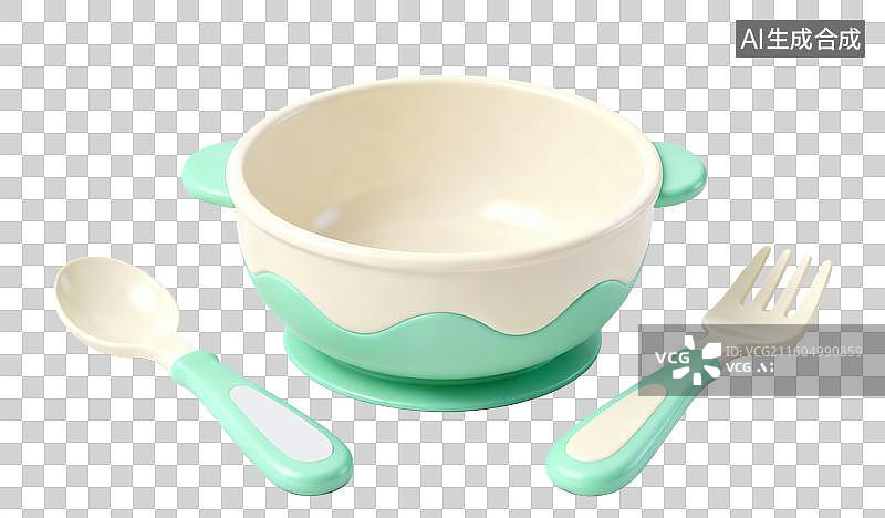 【AI数字艺术】3D插画 婴幼儿辅食碗图片素材