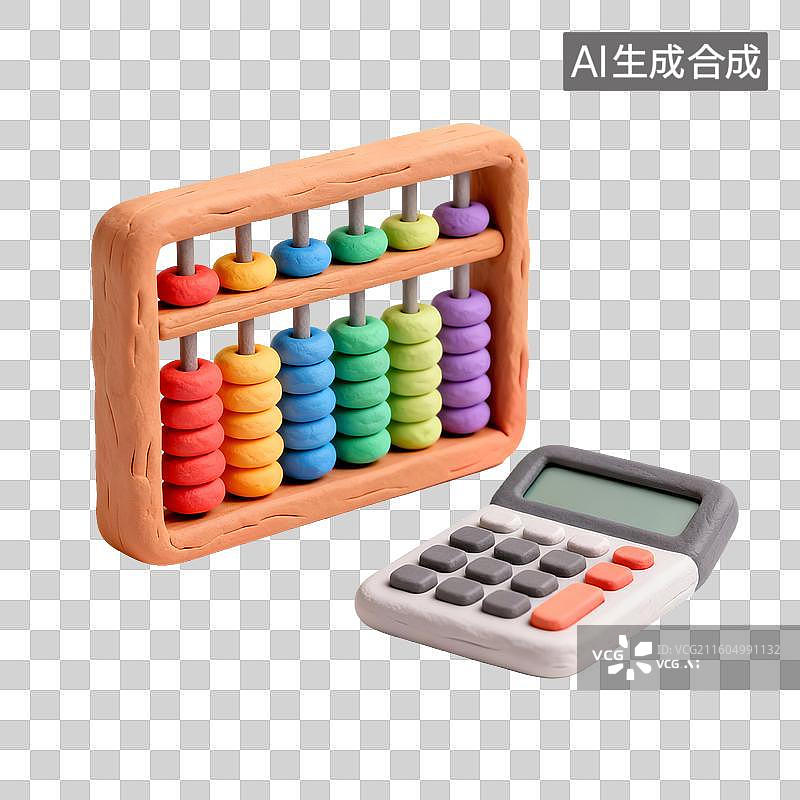 【AI数字艺术】彩色算盘与计算器的教育场景图片素材