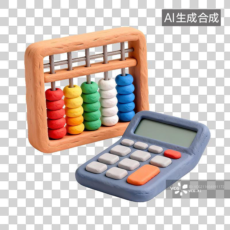 【AI数字艺术】彩色算盘与计算器的教育场景图片素材