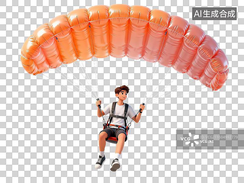 【AI数字艺术】年轻男子体验跳伞运动图片素材