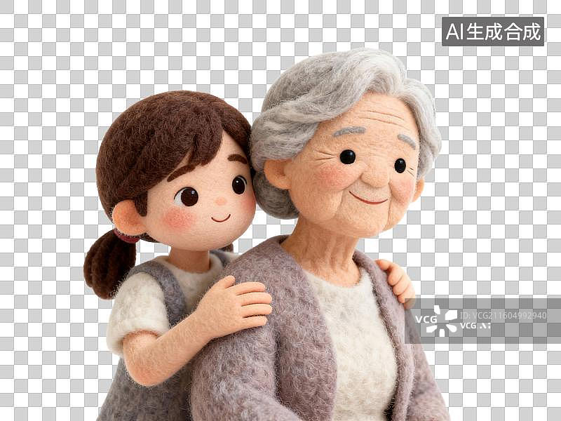 【AI数字艺术】女孩与老奶奶的亲密拥抱图片素材