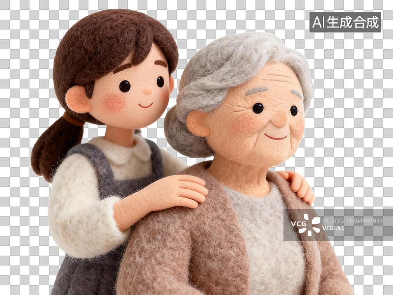 【AI数字艺术】年轻女孩关爱老年女性图片素材