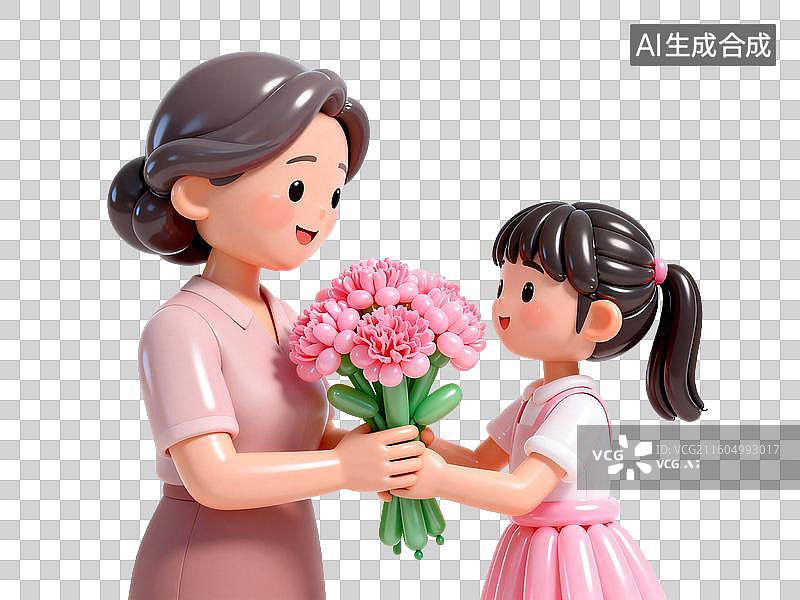 【AI数字艺术】小女孩给成人送花表达爱意图片素材
