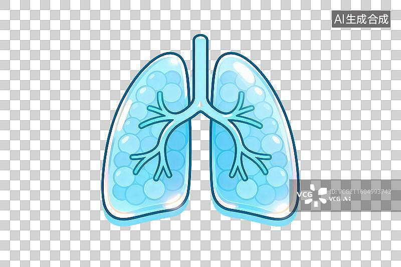 【AI数字艺术】卡通风格，人类肺部器官特写PNG格式的免扣元素图片素材
