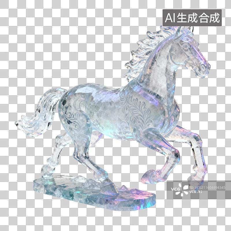 【AI数字艺术】透明冰雕马雕塑图片素材