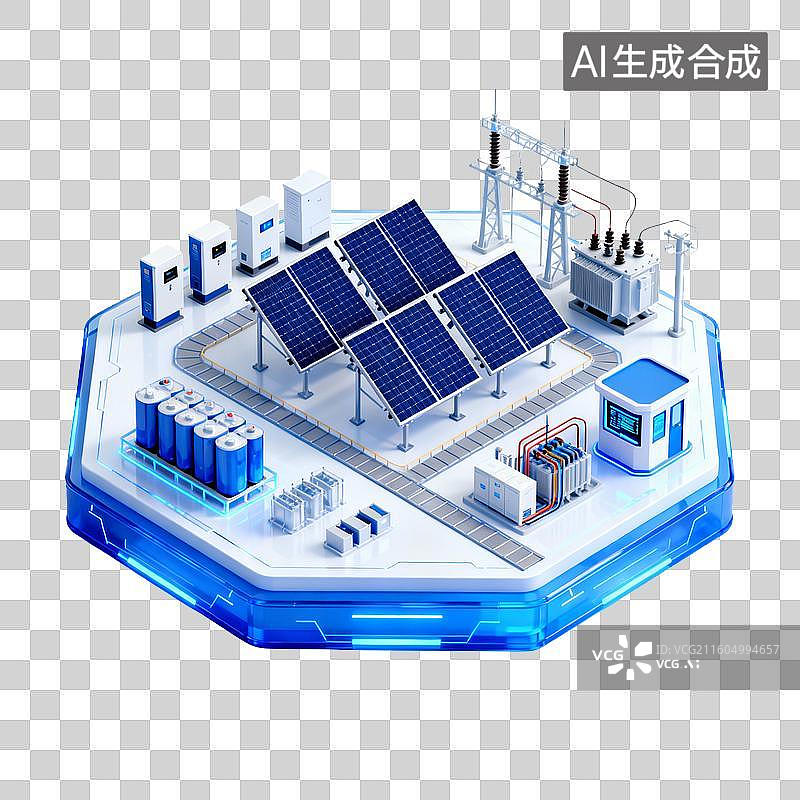 【AI数字艺术】现代太阳能光伏发电系统图片素材