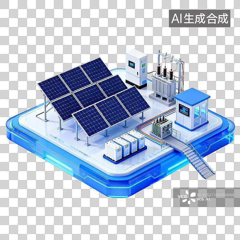 【AI数字艺术】现代太阳能光伏发电系统图片素材