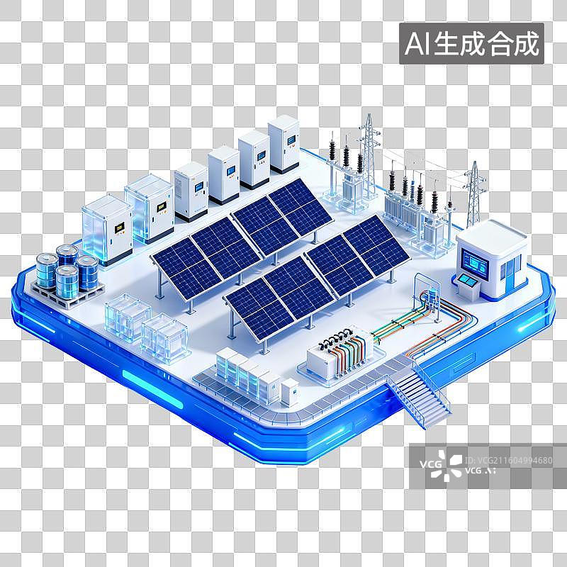 【AI数字艺术】现代太阳能光伏发电系统图片素材