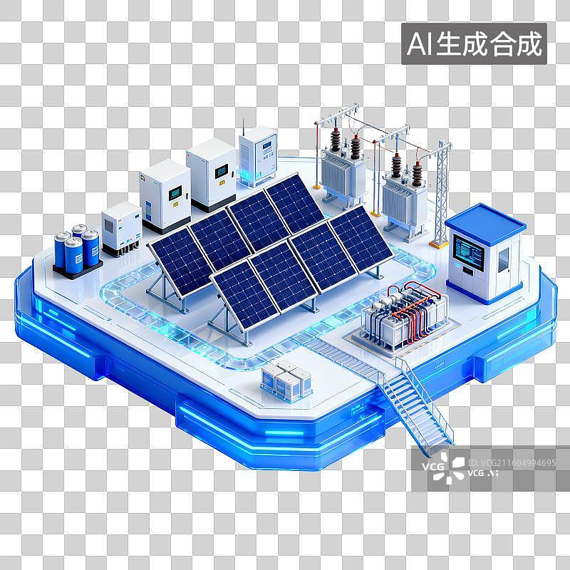 【AI数字艺术】现代太阳能光伏发电系统图片素材