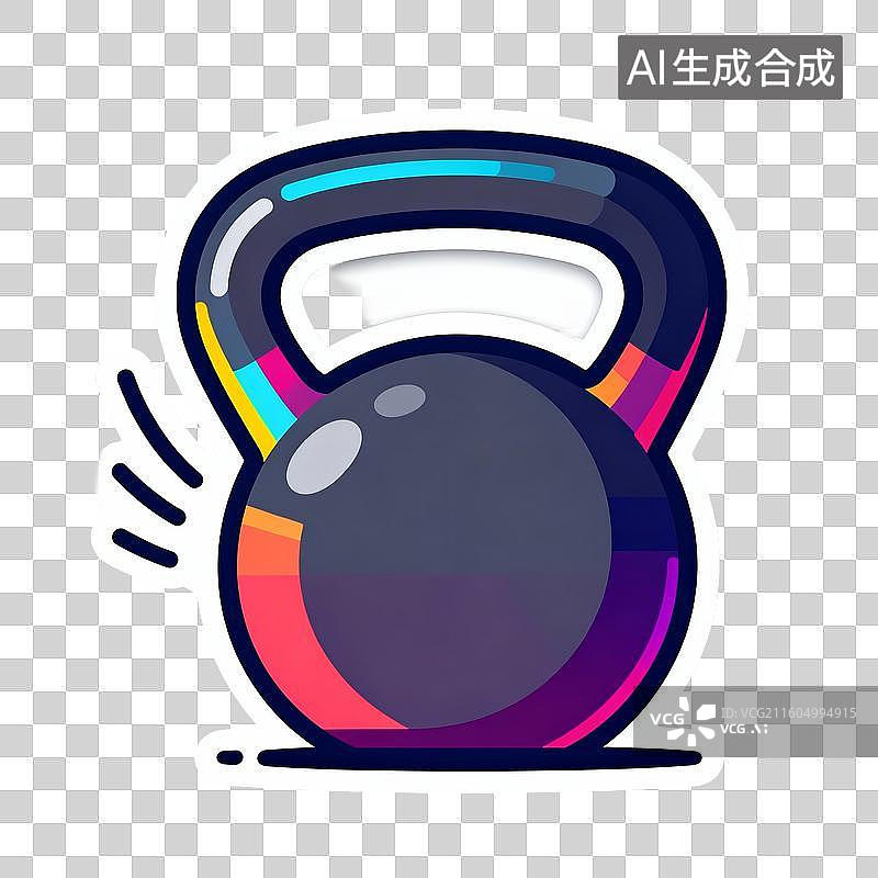 【AI数字艺术】彩色卡通壶铃图标图片素材