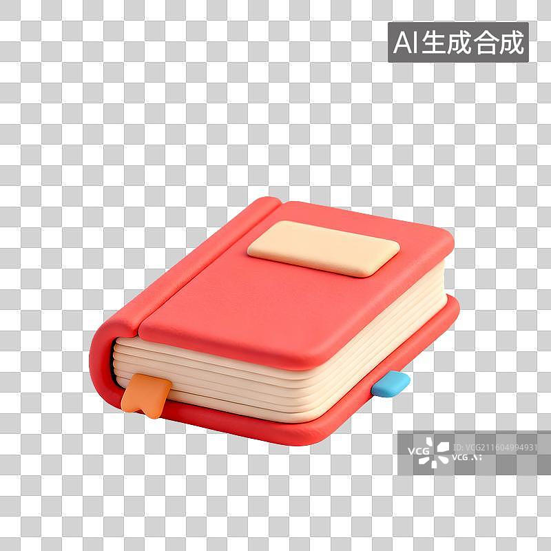 【AI数字艺术】3D卡通红色书籍图片素材