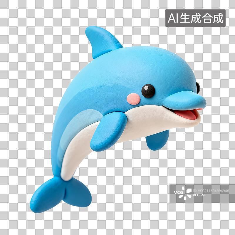 【AI数字艺术】可爱的蓝色卡通海豚玩偶图片素材