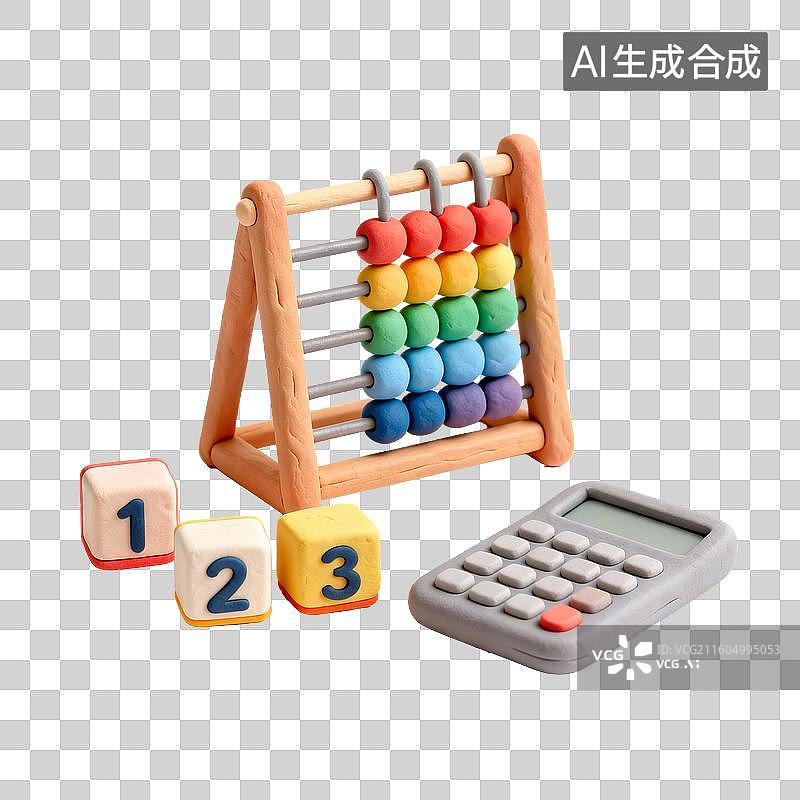 【AI数字艺术】彩色算盘与计算器的教育场景图片素材