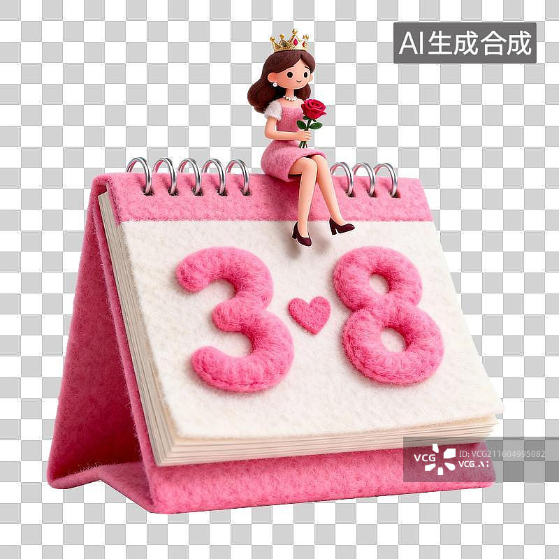【AI数字艺术】手拿玫瑰花坐在日历上的女性图片素材