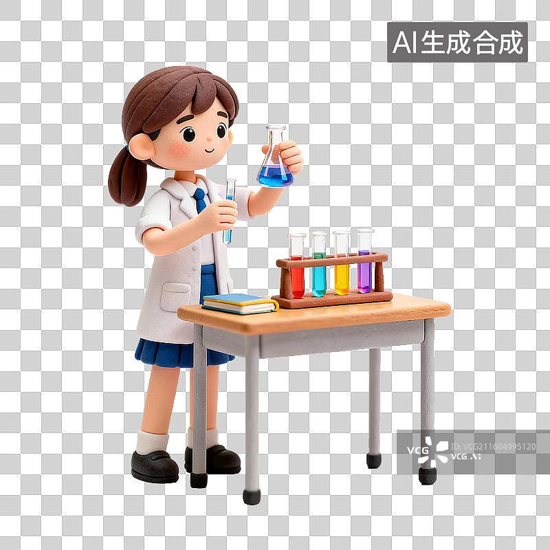 【AI数字艺术】小女孩进行科学实验图片素材