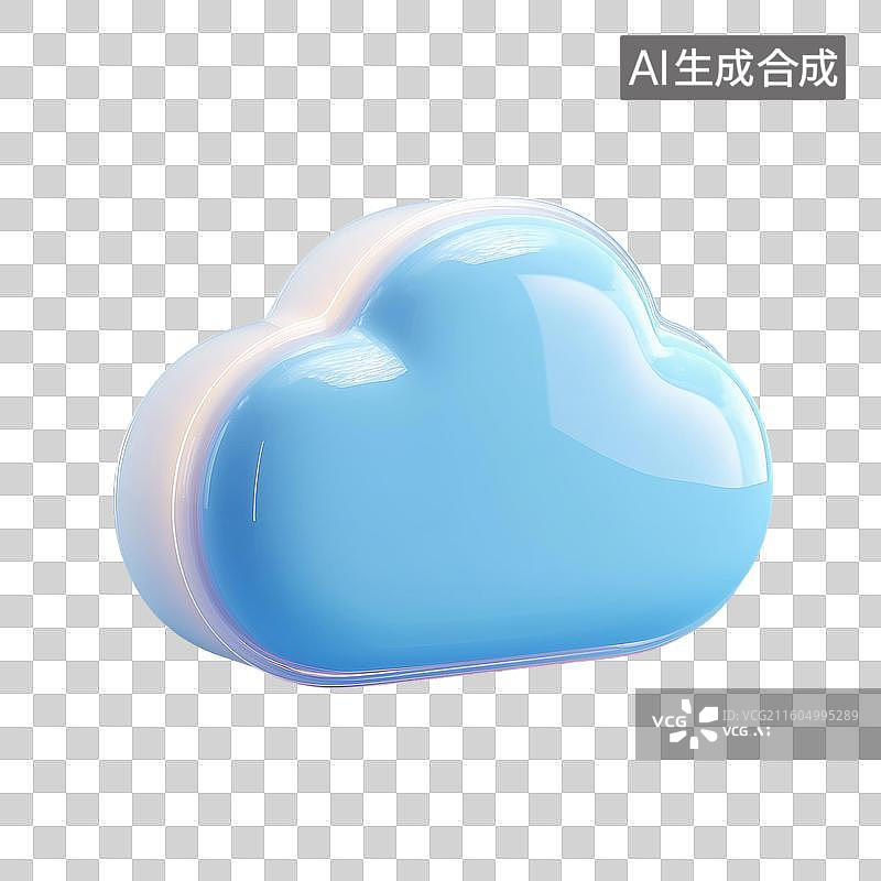 【AI数字艺术】蓝白云服务器3D图标图片素材