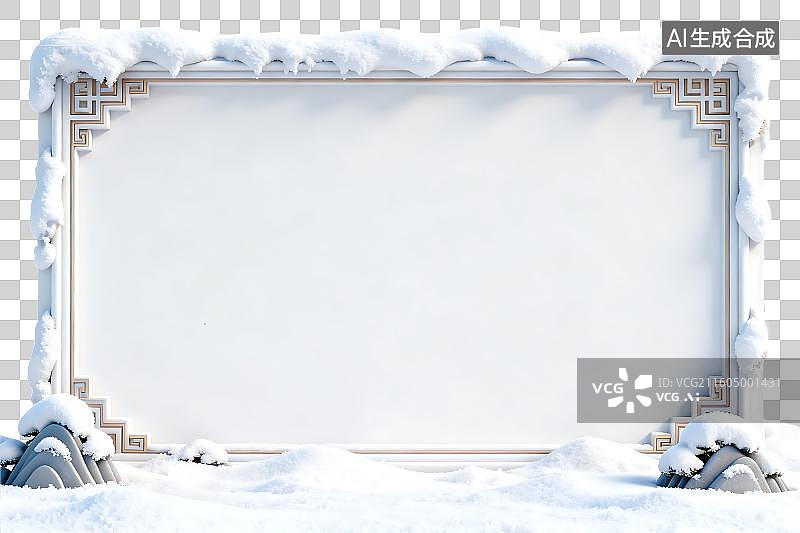 【AI数字艺术】冬季雪景中的传统框架图片素材