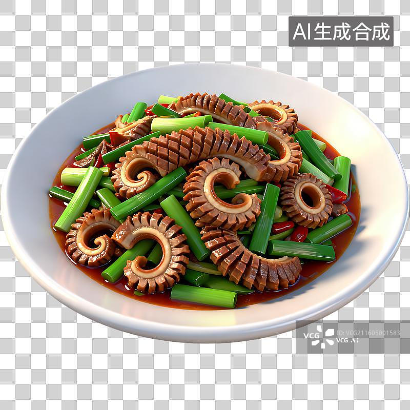 【AI数字艺术】蒜苔炒猪腰美味佳肴图片素材