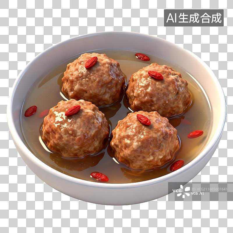 【AI数字艺术】清炖枸杞四肉丸子图片素材