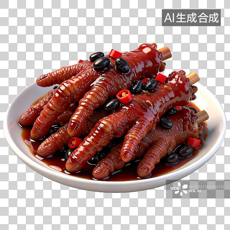 【AI数字艺术】美味红烧鸡爪配黑豆红椒图片素材